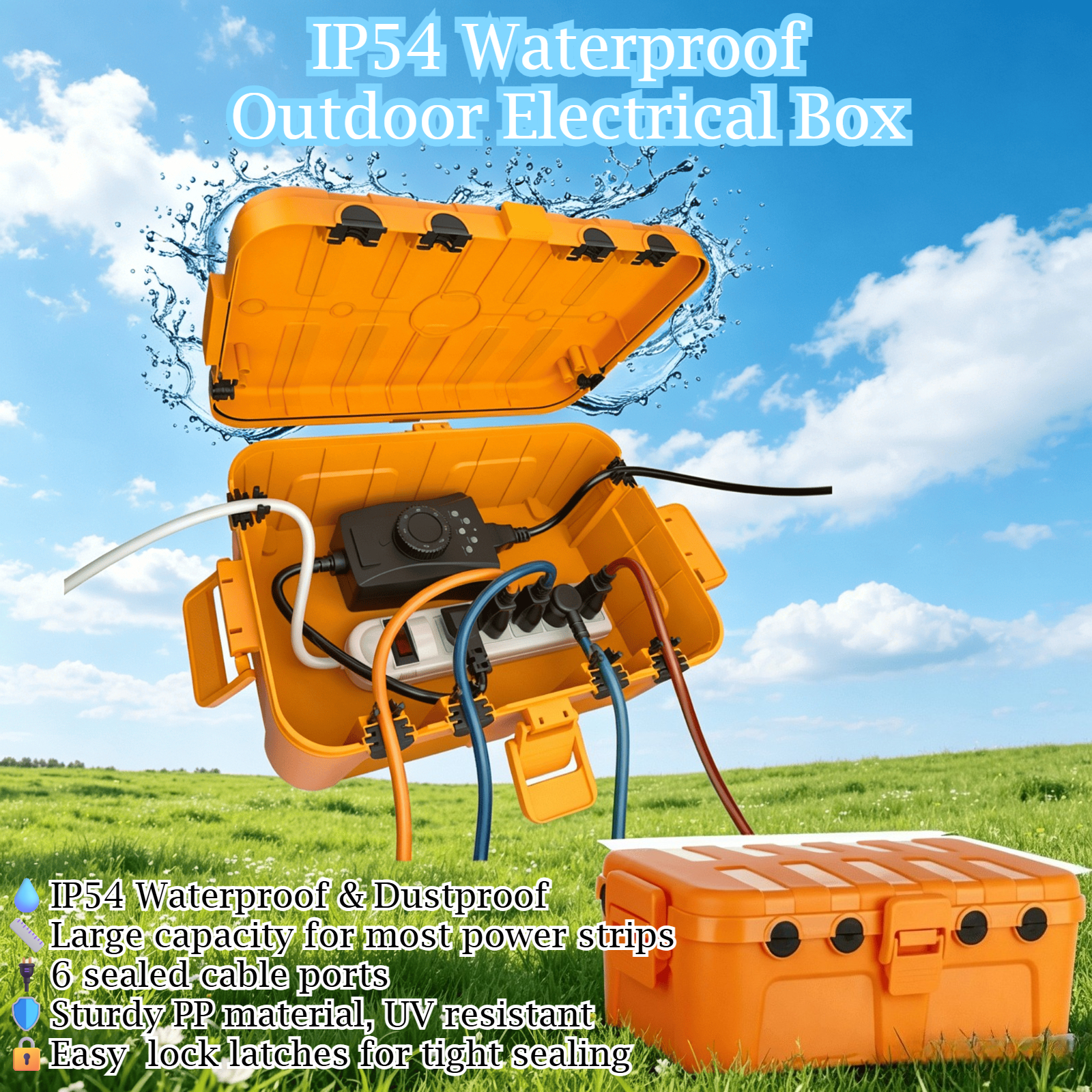 Outdoor Power Cable Junction Box - Large Outdoor Waterproof Electrical Box IP54