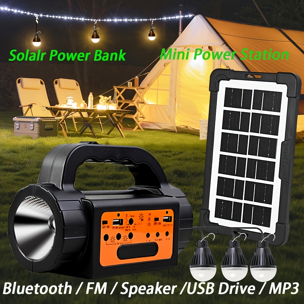 Outdoor Power Station - Solar Rechargeable Camping Lights Outdoor, Powered