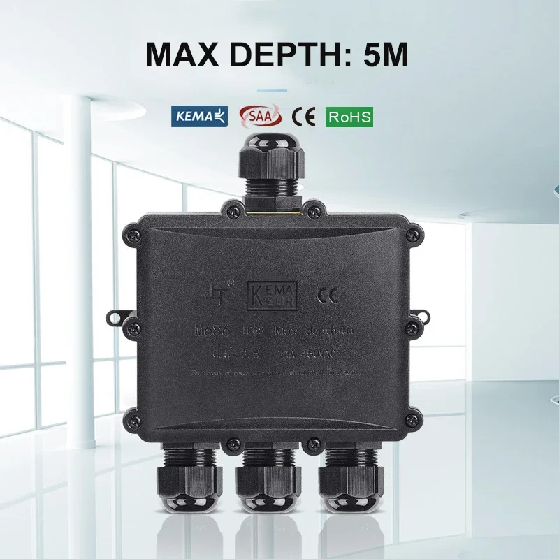 4Way 1In3Out IP68 Waterproof 4 - Outdoor Power Cable Junction Box 评论和价格