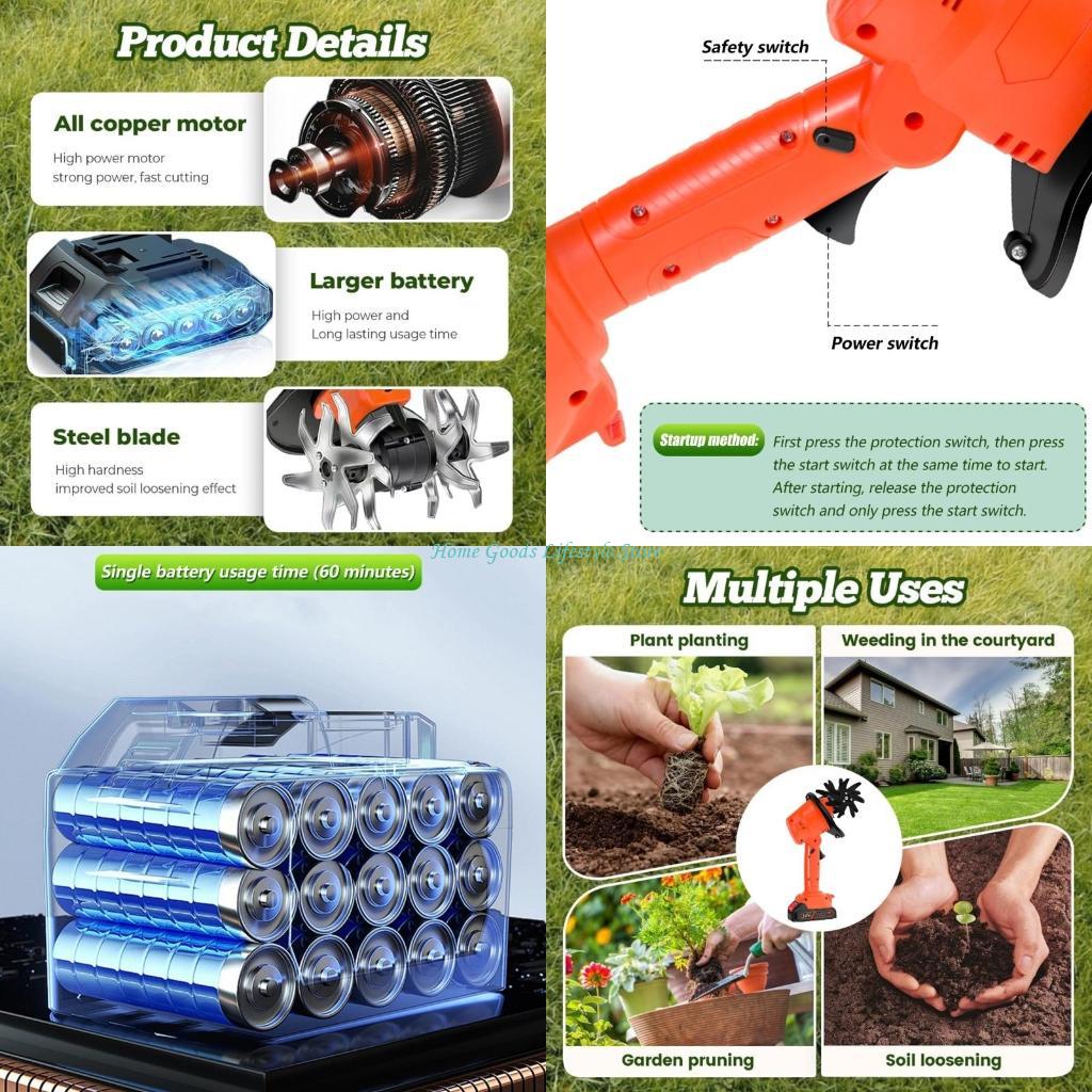 E74E Cordless Mini Tiller 21V  - Garden Tiller Mini 评论和价格