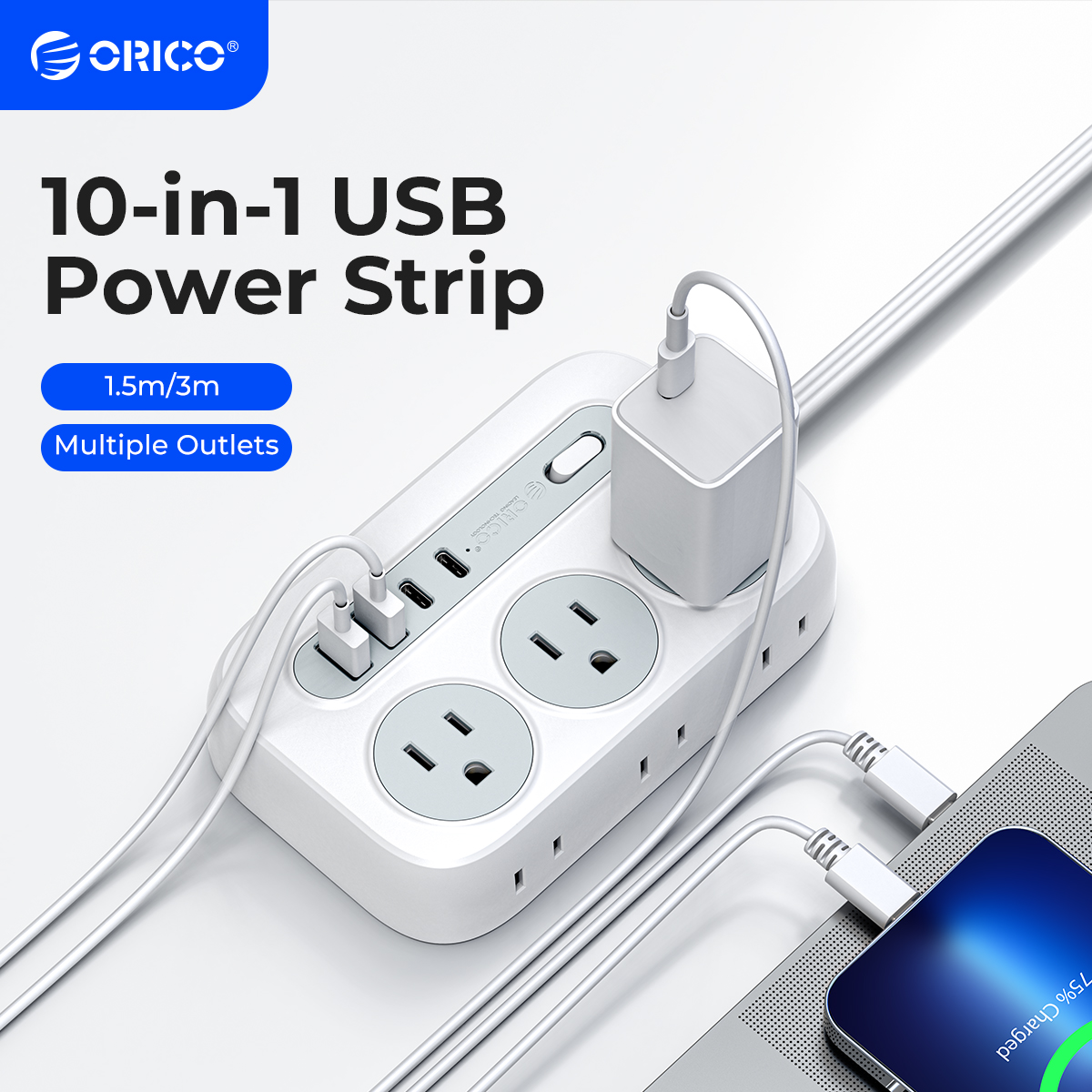 ORICO Power Strip 6 AC Outlets - Outdoor Power Adapter Usb C 评论和价格