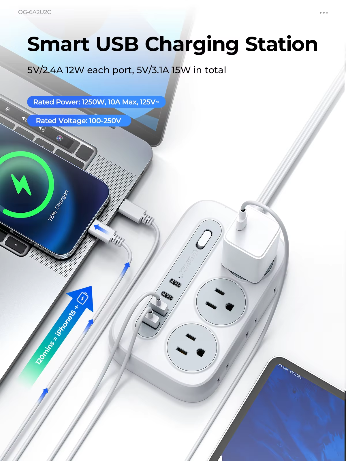 ORICO Power Strip 6 AC Outlets - Outdoor Power Adapter Usb C 评论和价格