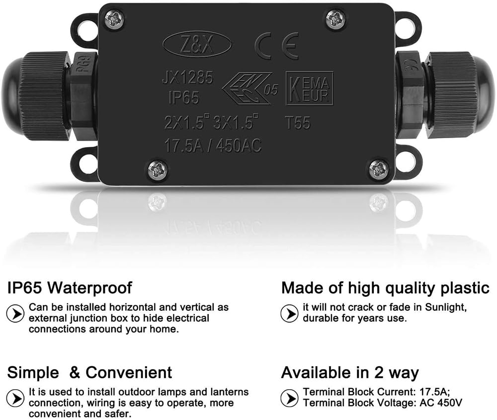3pcs 2Way IP65 Waterproof Outd - Outdoor Power Cable Junction Box 评论和价格